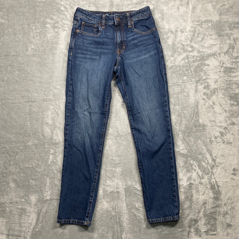Gap Kids Girlfriend Jeans Kids Slim Dark Wash Blue Adjustable Waist Size 14